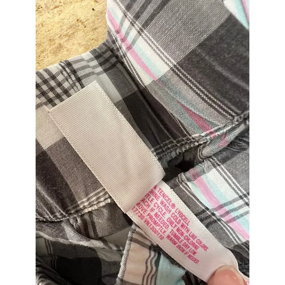 Xhilaration Pajama Sleep Pants Bundle Gray Plaid Pink Floral Pockets Size XL